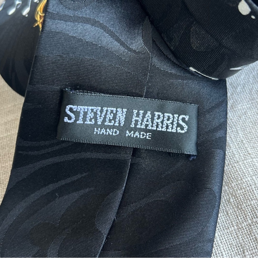 Steven Harris Handmade Saxophone Music Tie Black Jazz Novelty 60” - Picture 3 of 3